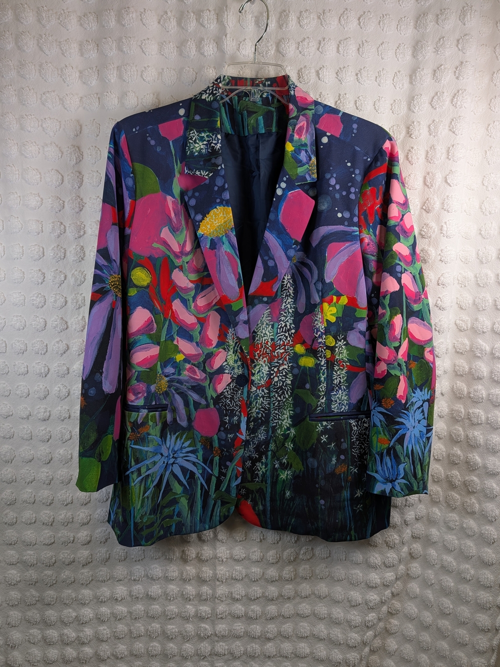 Floral Art to Wear Blazer Size 2X Bright Botanical Statement Jacket
